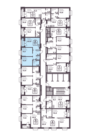 58,6 м², 2-комнатная квартира 10 272 580 ₽ - изображение 22