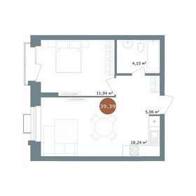 Квартира 39,4 м², 1-комнатная - изображение 1