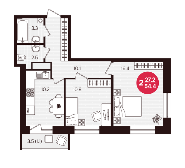 51 м², 2-комнатная квартира 3 900 000 ₽ - изображение 71