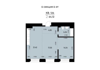Квартира 64,1 м², 2-комнатная - изображение 2