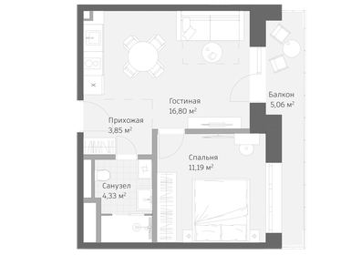 Квартира 41,2 м², 2-комнатные - изображение 1