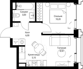 Квартира 33,7 м², 1-комнатная - изображение 2