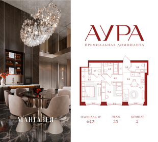 Квартира 64,3 м², 2-комнатная - изображение 1