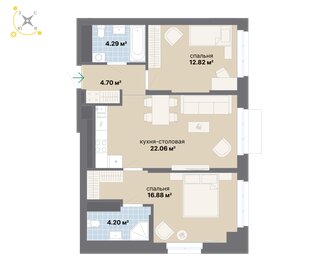 Квартира 65 м², 2-комнатная - изображение 1