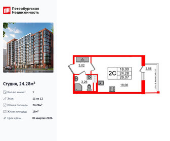 Квартира 24,3 м², студия - изображение 1
