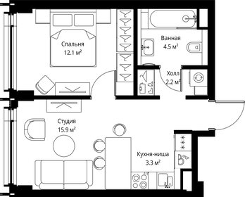 Квартира 38 м², 1-комнатная - изображение 2