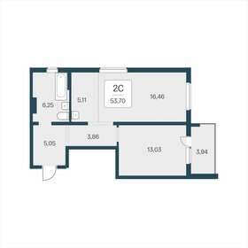 Квартира 53,2 м², 2-комнатная - изображение 1