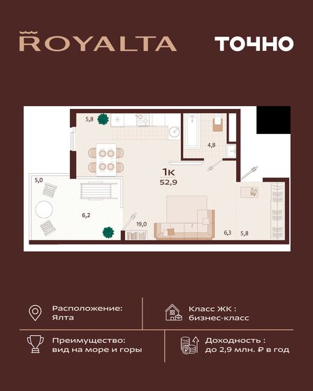 46,7 м², 1-комнатная квартира 23 176 000 ₽ - изображение 18