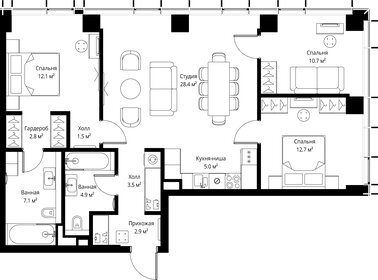 Квартира 91,6 м², 3-комнатная - изображение 2