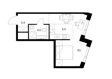Квартира 32,5 м², 1-комнатная - изображение 1