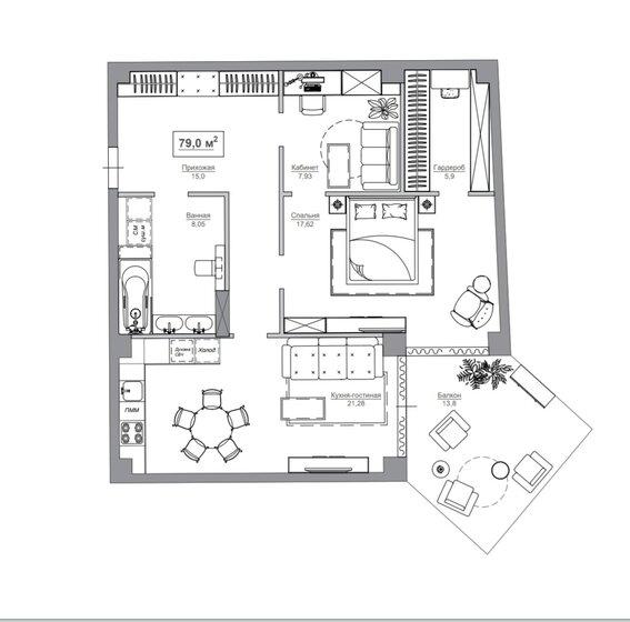 75 м², 2-комнатные апартаменты 10 500 000 ₽ - изображение 31