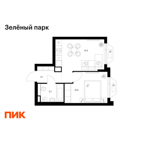 Квартира 31,9 м², 1-комнатная - изображение 1