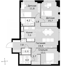 Квартира 90,8 м², 4-комнатная - изображение 3