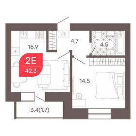 Квартира 42,3 м², 2-комнатная - изображение 1