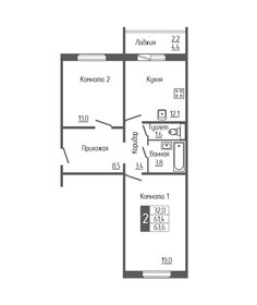 Квартира 63,6 м², 2-комнатная - изображение 1