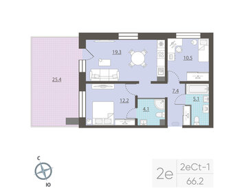 Квартира 66,2 м², 2-комнатная - изображение 2