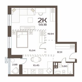 Квартира 59,2 м², 2-комнатная - изображение 1