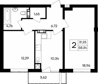 Квартира 58,3 м², 2-комнатная - изображение 1