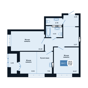 Квартира 71,3 м², 3-комнатная - изображение 1