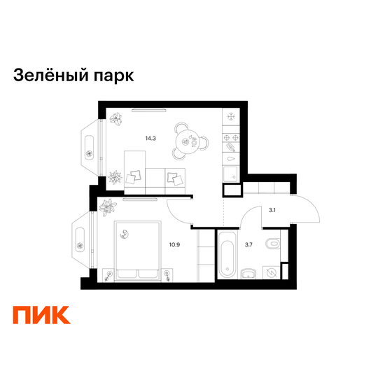 34 м², 1-комнатная квартира 7 900 000 ₽ - изображение 68