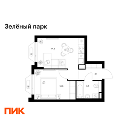 Квартира 32 м², 1-комнатная - изображение 1