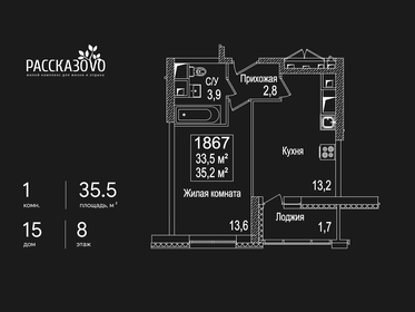 Квартира 35,5 м², 1-комнатная - изображение 1