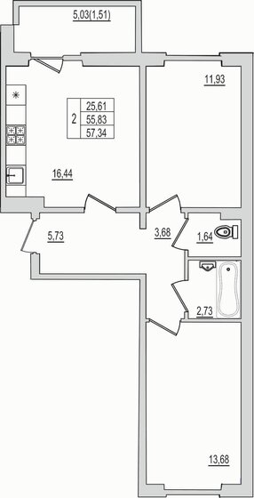 56,5 м², 3-комнатная квартира 5 200 000 ₽ - изображение 80