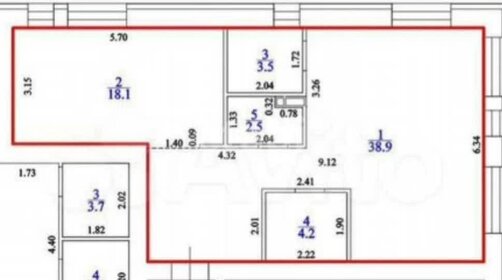 Квартира 67,2 м², 1-комнатная - изображение 1