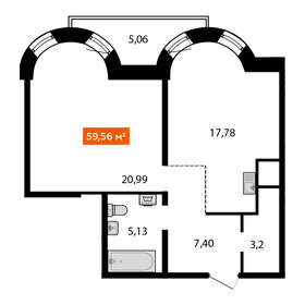 Квартира 56 м², 1-комнатная - изображение 1