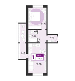 Квартира 46,7 м², 1-комнатная - изображение 1
