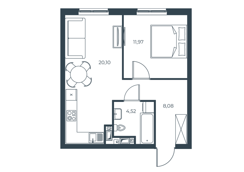 44,7 м², 1-комнатная квартира 7 310 000 ₽ - изображение 1