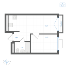 Квартира 35,4 м², 1-комнатная - изображение 3