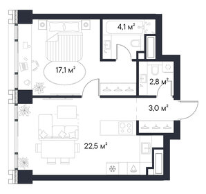 Квартира 49,5 м², 1-комнатная - изображение 1
