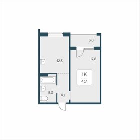 Квартира 43,1 м², 1-комнатная - изображение 1