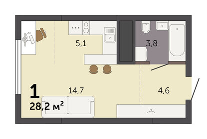 Квартира 28,2 м², студия - изображение 2