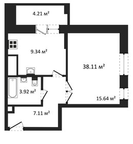 Квартира 38,1 м², 1-комнатная - изображение 1
