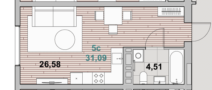 28 м², 1-комнатная квартира 5 069 420 ₽ - изображение 51