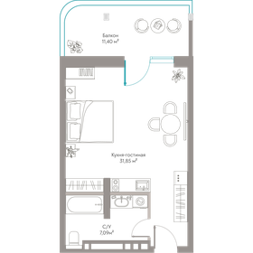 Квартира 50,3 м², студия - изображение 1