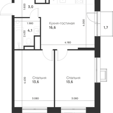 Квартира 51,4 м², 2-комнатная - изображение 2