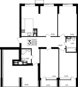 Квартира 140,8 м², 3-комнатная - изображение 1