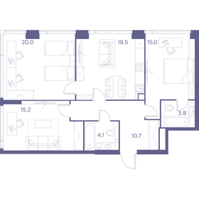 Квартира 87,3 м², 3-комнатная - изображение 1