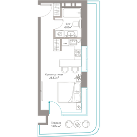 Квартира 41,8 м², студия - изображение 1