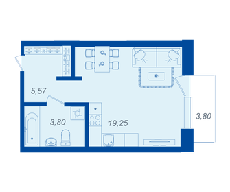 Квартира 29 м², 1-комнатная - изображение 1