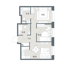 Квартира 54,2 м², 2-комнатная - изображение 1