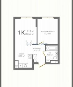 Квартира 39,7 м², 1-комнатная - изображение 1