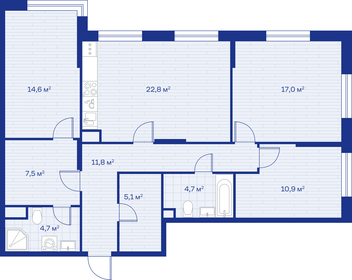 Квартира 99,1 м², 3-комнатная - изображение 1