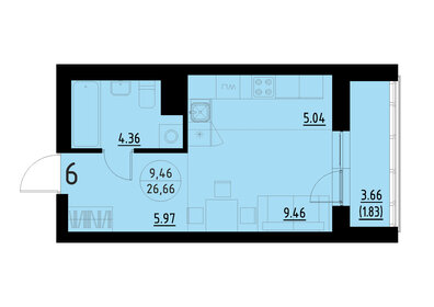 Квартира 26,7 м², студия - изображение 1