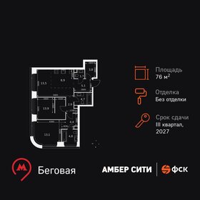 Квартира 76,8 м², 3-комнатная - изображение 1