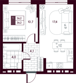Квартира 36,2 м², 1-комнатная - изображение 1