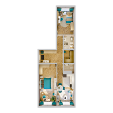 Квартира 74,4 м², 3-комнатная - изображение 4